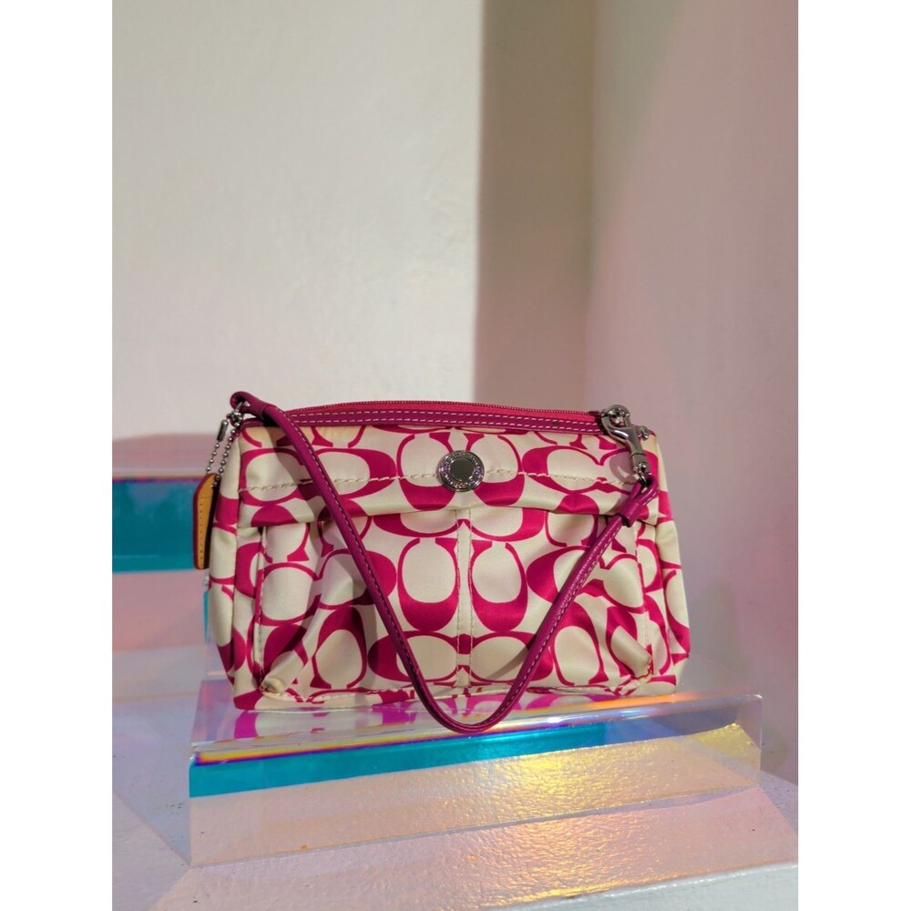 Vintage Y2K Coach Pink White Signature C Mini Shoulder Bag Purse